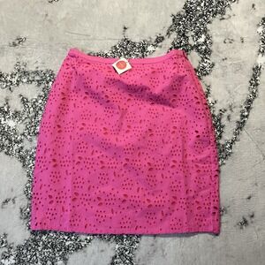 Boden Skirt Womens Sz 10 Pink Eyelet Pencil Summer Classic Breathable Feminie